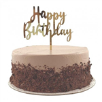 Cake Topper Acrylic Gold Hbd