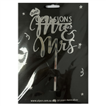 Cake Topper Acrylic Silver Mr  Mrs 