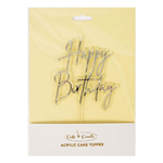 Cake Topper Happy Birthday Silver Clear Layered