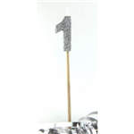 Candle 1 Long Pick Silver Glitter