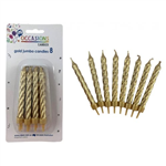 Candles Jumbo Gold WHolder 8Pk 431141