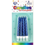 Candles Jumbo Metallic Blue WHolder 8Pk 431153