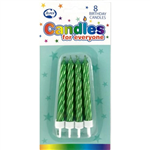 Candles Jumbo Metallic Green WHolder 8Pk 431158