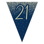 Flag Bunting Glitter Navy 21st