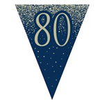 Flag Bunting Glitter Navy 80th