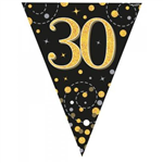 Flag Foil Bunting 30th Birthday Blk  Gold 39M