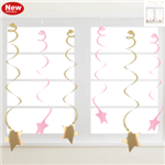 Hanging Star Swirls Pink Gold 6Pk