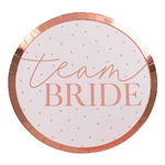 Hen Party Rose Gold Team Bride  Blush Paper Plate 
