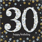 Napkin Celebration 30 Black Gold 16Pk