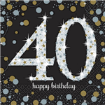 Napkin Celebration 40 Black Gold 16Pk
