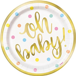 Oh Baby Paper Plate Round 7 8Pk