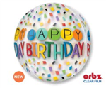 Orbz Happy Birthday Rainbow Confetti Balloon Uninflated