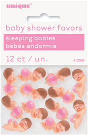 Baby Shower Sleeping Baby With Pink Diaper 12/ Pack