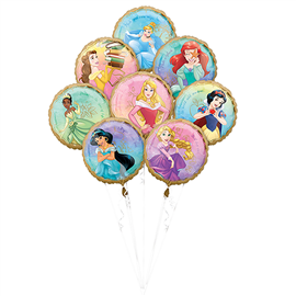 Balloon Foil Bouquet Disney Princess 8/Pk Uninflated