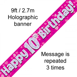 Banner Foil 10th Pink Happy Birthday Oakwood