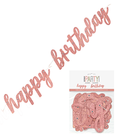 Banner Jointed Happy Birthday Rose Gold 83.8Cm