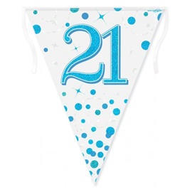 Bunting 21st Birthday Spark Fizz Blue 3.9m