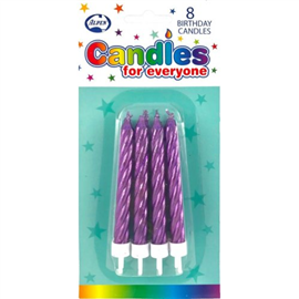 Candles Jumbo Met Purple W/Holder 8/Pk 431156