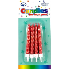 Candles Jumbo Metallic Red W/Holder 8/Pk 431157