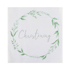 CHRISTENING PAPER NAPKINS GREEN AND WHITE  