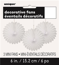 Decorative Fan White 15.2Cm 3/ Pack