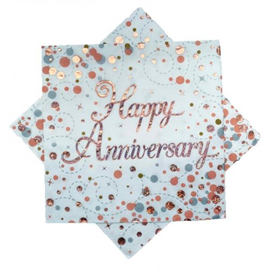 Napkin Lunch Happy Anniversay Sparkling Fizz Rose Gold 16/ Pack