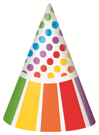 Rainbow Party Hats 8/ Pack