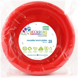 RED ROUND LUNCH PLATE 25/PK ALP