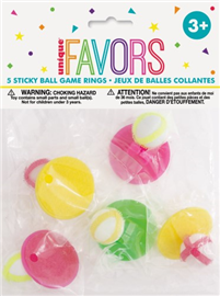 Sticky Ball Game Ring 5/ Pack