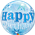 Balloon Bubble 22 Happy Birthday Blue Sparkle Uninflated